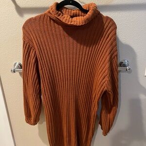 Fashion Nova Ribbed Turtleneck Sweater - Burnt Orange